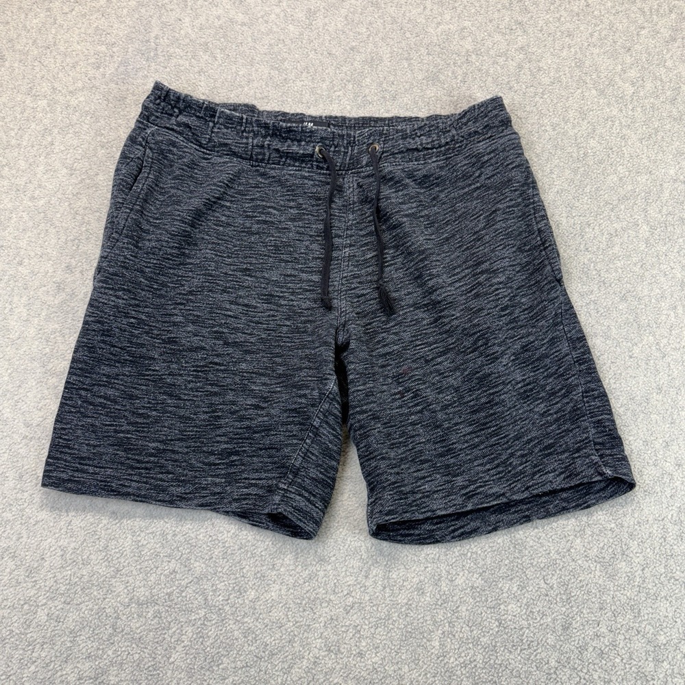 H&M Men's Small Black Heather Mid Length Sweat Shorts Drawstring 9" Inseam